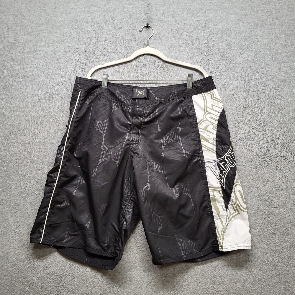 Tapout Men Activewear Shorts 36 Black MMA Y2K Fight Graphic Print Logo